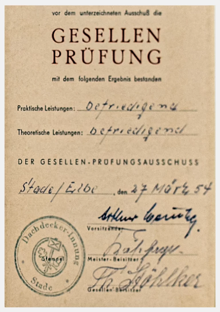 Gesellenbrief H. Brahmst - Seite 2