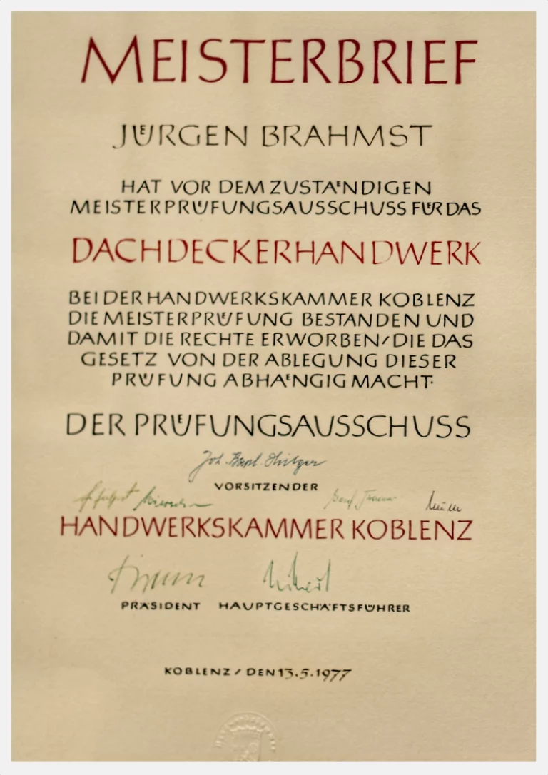 Meisterbrief J Brahmst